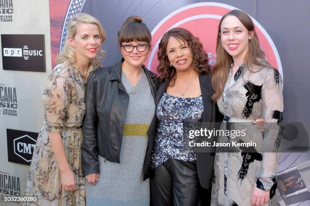 Aoife O'Donovan, Sara Watkins of I'm With Her, Candi Staton and Sarah Jarosz of I'm With Her attend the 2018 Americana Music Honors and Awards at...