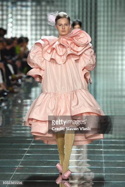 Model walks runway at the Marc Jacobs Spring 2019 Runway during New York Fashion Week: The Shows at Park Avenue Armory on September 12, 2018 in New...