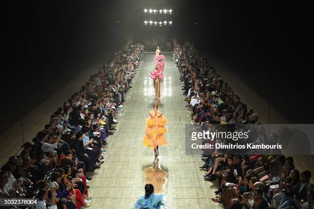 View of the runway finale at the Marc Jacobs Spring 2019 Runway Front Row during New York Fashion Week: The Shows at Park Avenue Armory on September...