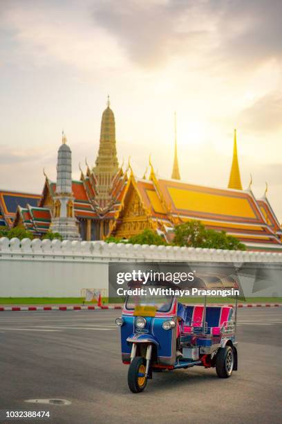 blue tuk tuk, thai traditional taxi in bangkok thailand - tuk tuk stock pictures, royalty-free photos & images