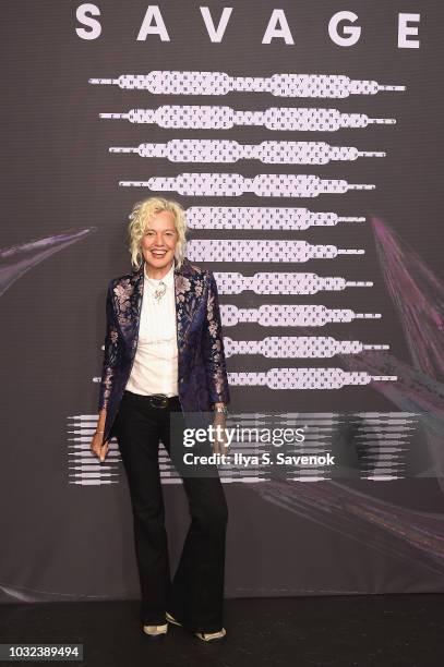 Ellen von Unwerth arrives at the Savage X Fenty Fall/Winter 2018 fashion show during NYFW at the Brooklyn Navy Yard on September 12, 2018 in...