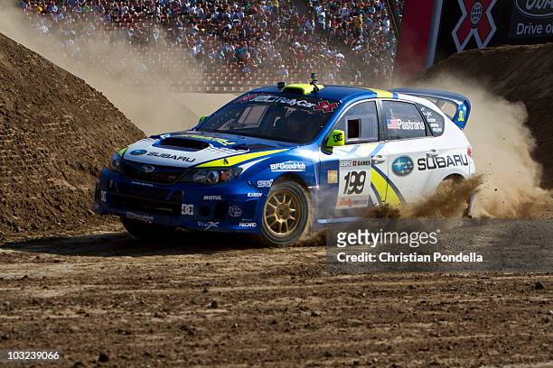 Travis Pastrana competes during Rally Car at Summer X 16 on July 31, 2010 in Los Angeles, California.