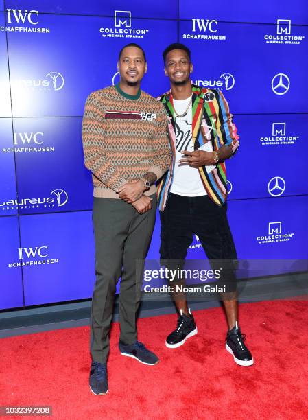 Carmelo Anthony and Lance Thomas attend Laureus Sport for Good Fashion Show on September 12, 2018 in New York City.