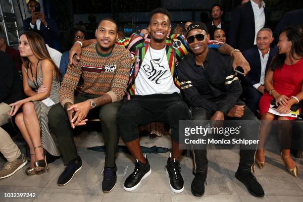 Carmelo Anthony, Lance Thomas and Doug E. Fresh attend the Laureus Sport for Good Fashion Show on September 12, 2018 in New York City.