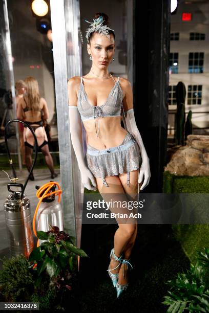 Model Bella Hadid walks the runway for the Savage X Fenty Fall/Winter 2018 fashion show during NYFW at the Brooklyn Navy Yard on September 12, 2018...