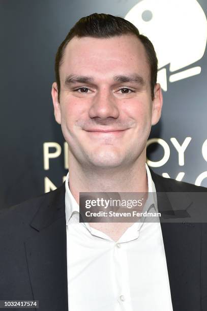 Cooper Hefner arrives at Playboy Club New York Grand Opening on September 12, 2018 in New York City.