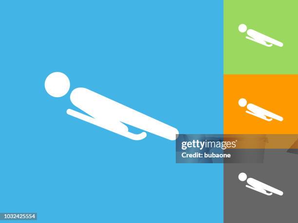 luge  flat icon on blue background - luge stock illustrations