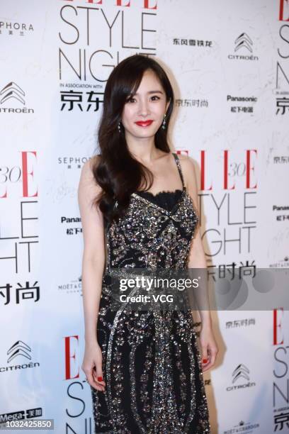 Actress Yang Mi arrives at the red carpet for the Elle China 30th Anniversary at Shanghai Tower on September 6, 2018 in Shanghai, China.