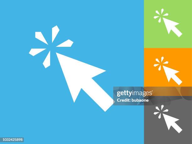 mouse click flat icon on blue background - picking oranges stock illustrations