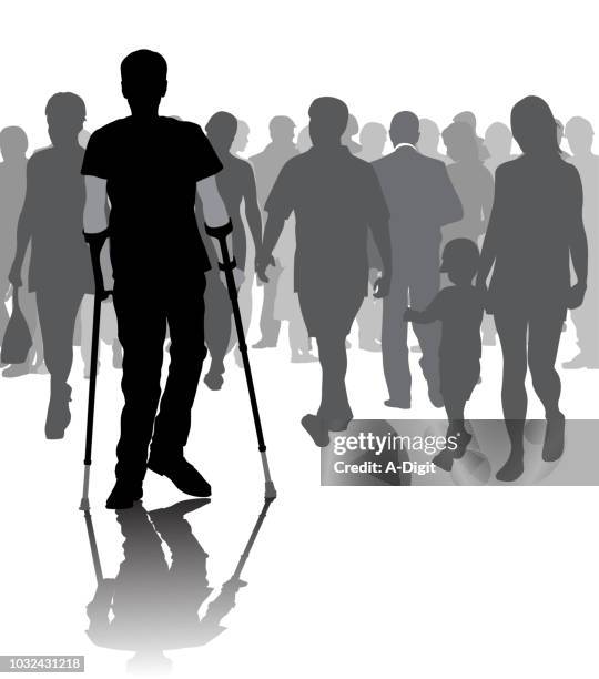 young and brave - crowded sidewalk stock illustrations