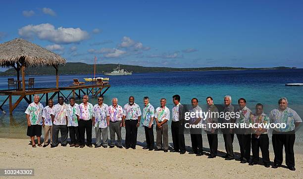 Secretary General of the Pacific Islands Forum Secretariat Tuiloma Neroni Slade of Samoa, Vanuatu Foreign Minister Sato Killman, Papua New Guinea's...