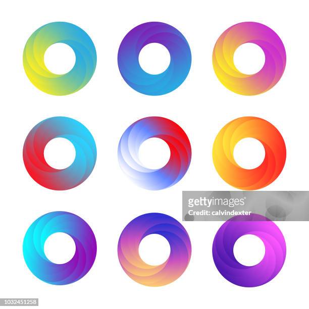 kreisförmige design-elemente - color circle stock-grafiken, -clipart, -cartoons und -symbole