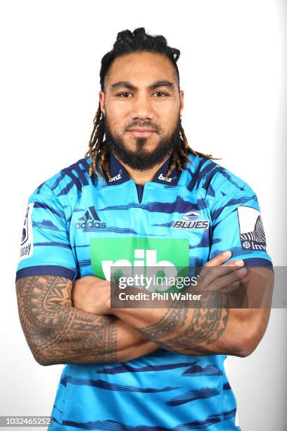 Auckland Blues Ma'a Nonu poses for a headshot session on September 11, 2018 in Auckland, New Zealand.