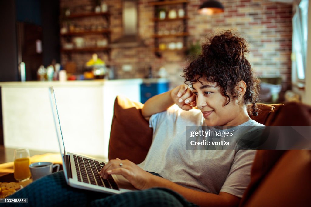 Woman using a laptop