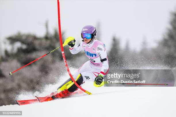 Michaela Kirchgasser of Austria during the first run of the Slalom at the Audi FIS Ski World Cup - Killington Cup on November 26, 2017 in Killington,...