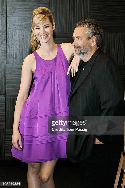 Actress Louise Bourgoin and director Luc Besson attend the photocall 'The Extraordinary Adventures of Adele Blanc-Sec' at Hotel de Rome on August 5,...