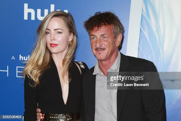 Actors Melissa George and Sean Penn attends the Premiere Of Hulu's "The First" at California Science Center on September 12, 2018 in Los Angeles,...