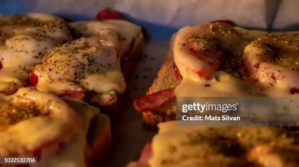 grilled sandwich in the oven - toasted sandwich stockfoto's en -beelden