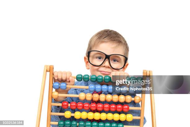 little boy dressed as acccountant using abacus - abacus old stock pictures, royalty-free photos & images