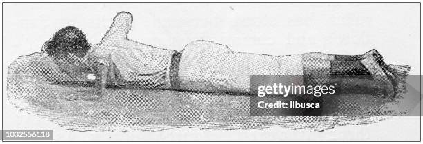 antique photograph: exercise - bootcamp exercise stock illustrations