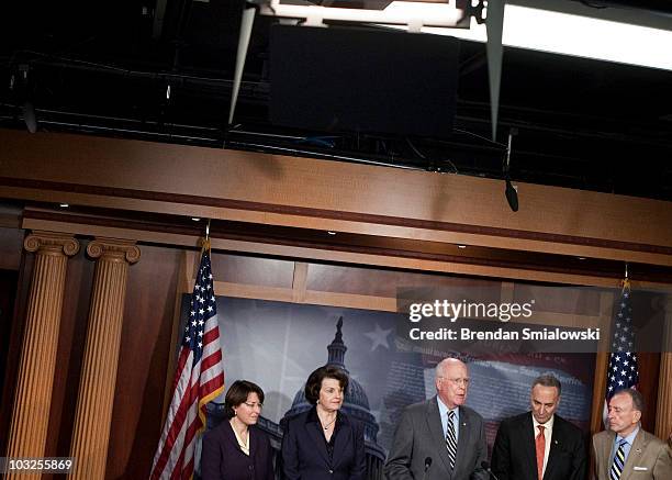 Sen. Amy Klobuchar , U.S. Sen. Dianne Feinstein , U.S. Sen. Charles Schumer , and U.S. Sen. Arlen Specter listen to Senate Judiciary Committee...