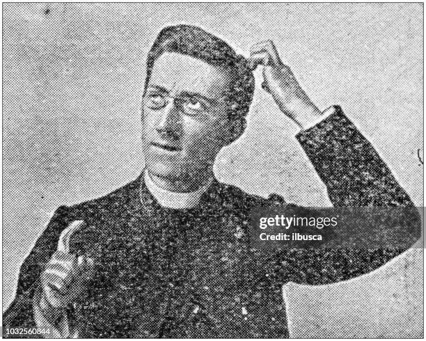 antique photograph: sign language, thinking - 1890 stock illustrations