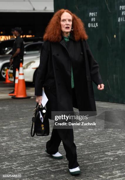 Grace Coddington is seen outside the Michael Kors show during New York Fashion Week: Women's S/S 2019 on September 12, 2018 in New York City.