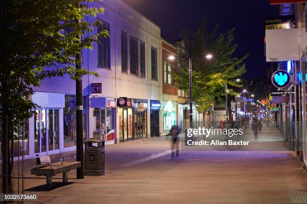 high street in centre of swindon at night - swindon stock pictures, royalty-free photos & images