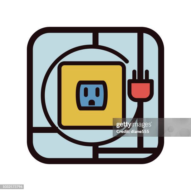 thin line home improvement diy icon - electrical contractor stock illustrations