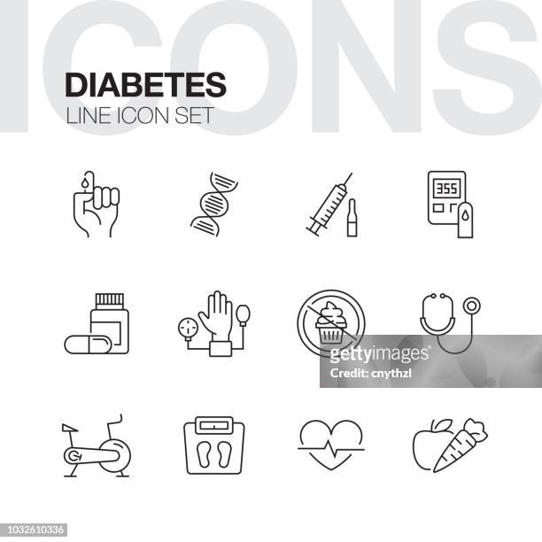 ilustrações de stock, clip art, desenhos animados e ícones de diabetes line icons - surgical equipment stock illustrations