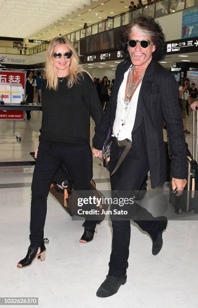 Joe Perry and Billie Paulette Montgomery are seen upon arrival at Narita International Airport on September 13, 2018 in Narita, Japan.