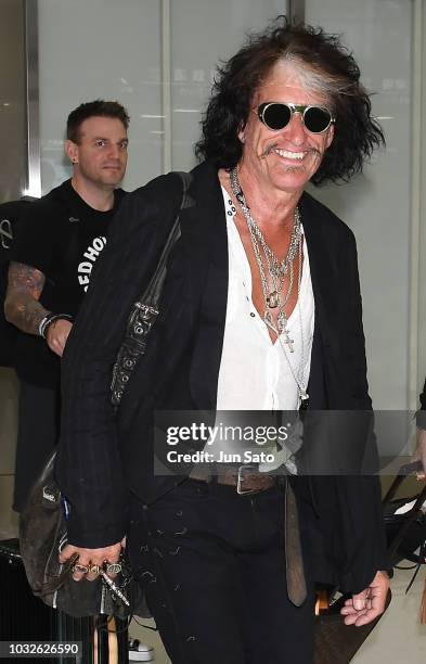 Joe Perry and Billie Paulette Montgomery are seen upon arrival at Narita International Airport on September 13, 2018 in Narita, Japan.