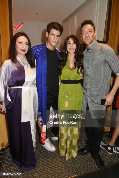 Florence Montecristo, Raphael Say, Stefanie Renoma and Maxime Dereymez attend the Stefanie Renoma Exhibition Preview Party at Le Masha Club on...