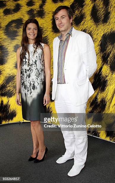 Chiara Mastroianni and Olivier Pere attend the Excellence Award Moet & Chandon photocall during the 63rd Locarno Film Festival on August 6, 2010 in...