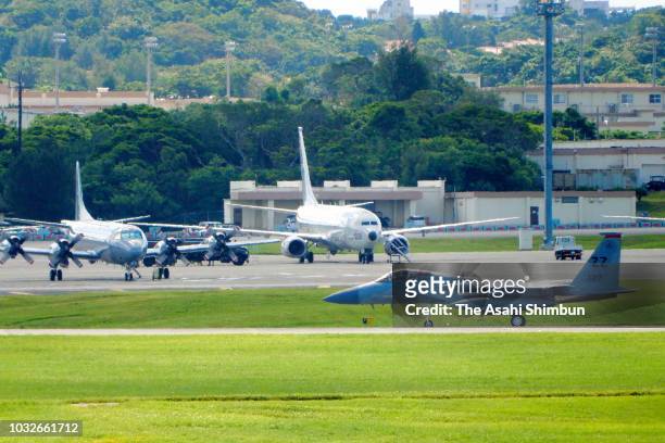 Kadena Air Base is seen as the Okinawa gubernatorial election officially kicks off on September 13, 2018 in Kadena, Okinawa, Japan. Okinawa people...