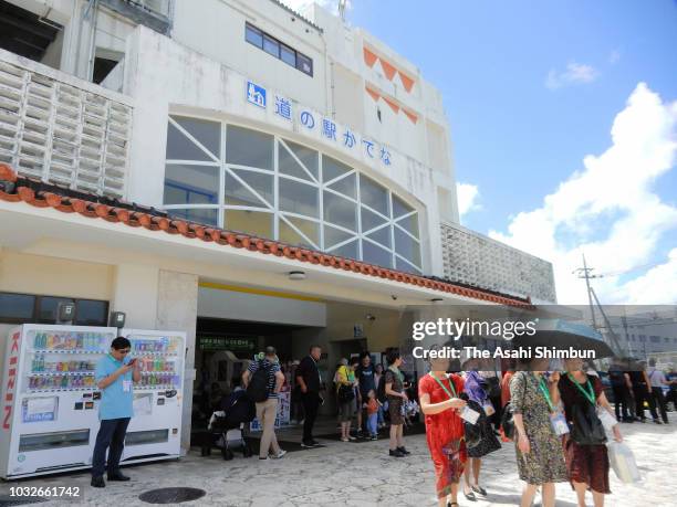Roadside station is packed with tourists from China as the Okinawa gubernatorial election officially kicks off on September 13, 2018 in Kadena,...