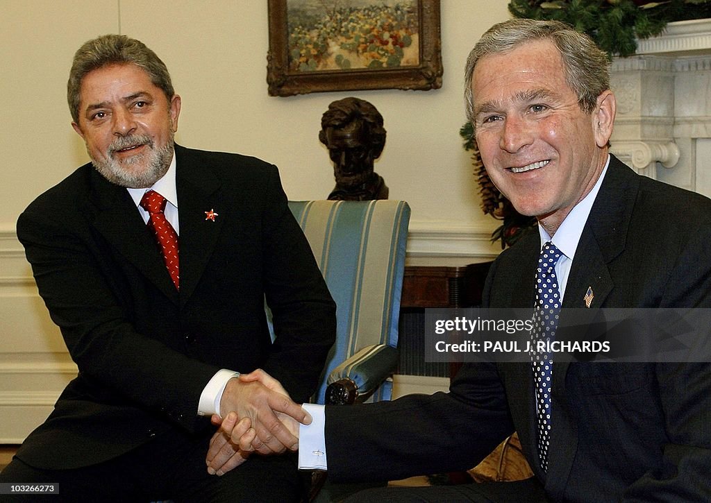 George Inacio US President George W. Bush and Brazilian President elect Luiz Inacio ...