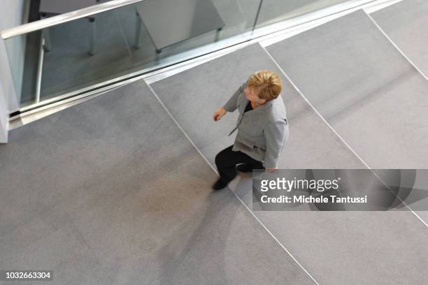 German Chancellor Angela Merkel leaves a session of the German Parliament or Bundestag on September 13, 2018 in Berlin, Germany. Relations within the...