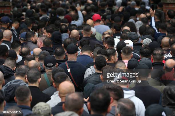 Mourners follow a hearse carrying the body of Nidal R., an associate of a Berlin Arab clan, upon its arrival at the New 12 Apostles cemetery on...