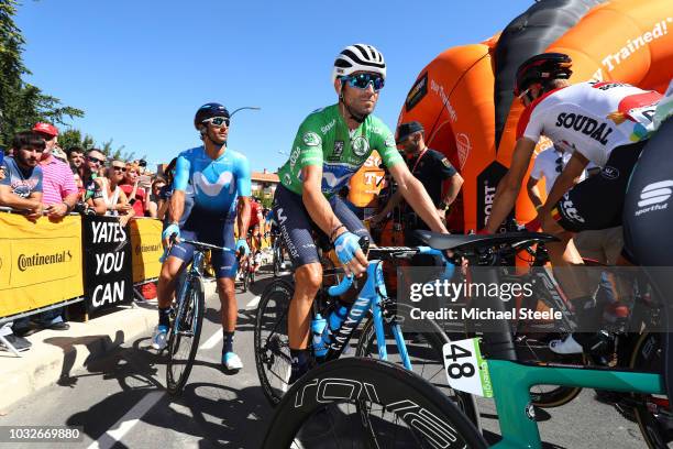 Start / Alejandro Valverde of Spain and Movistar Team Green Points Jersey / Daniele Bennati of Italy and Movistar Team / during the 73rd Tour of...