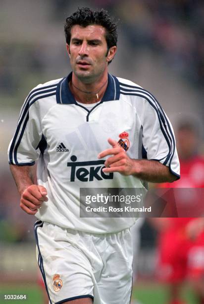 Luis Figo of Real Madrid in action during the Bayern Munich Centenary pre-season friendly tournament match against Galatasaray at the Olympic Stadium...