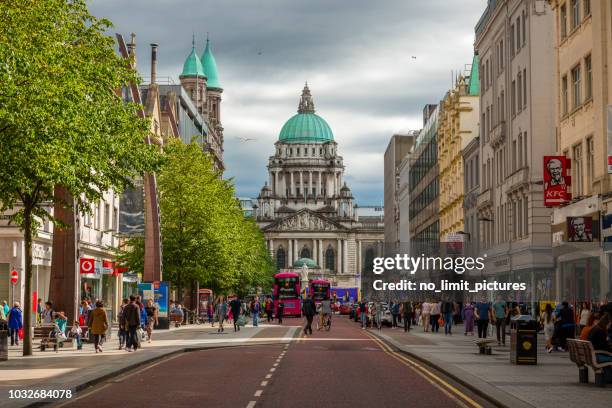 view to city hall in belfast - city hall building stock pictures, royalty-free photos & images