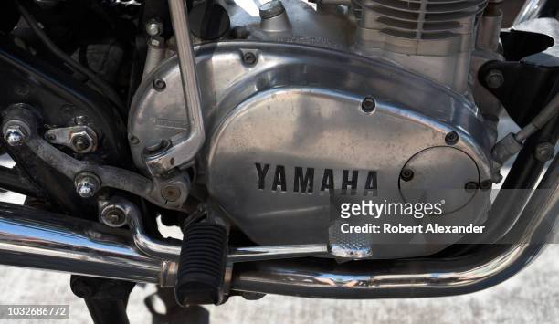 Yamaha motorcycle parked in Santa Fe, New Mexico.