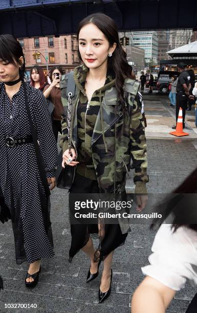 Actress Yang Mi is seen arriving to Michael Kors Collection SS19 fashion show during New York Fashion Week at Pier 17 on September 12, 2018 in New...