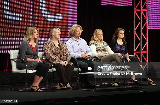 Personalities Meri Brwon, Janelle Brown, Kody Brown, Christine Brown and Robyn Brown speak duinrg the "Sister Wives" panel during the Discovery...