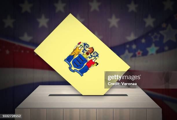 election day in the united states of america, new jersey - new jersey state flag stock illustrations
