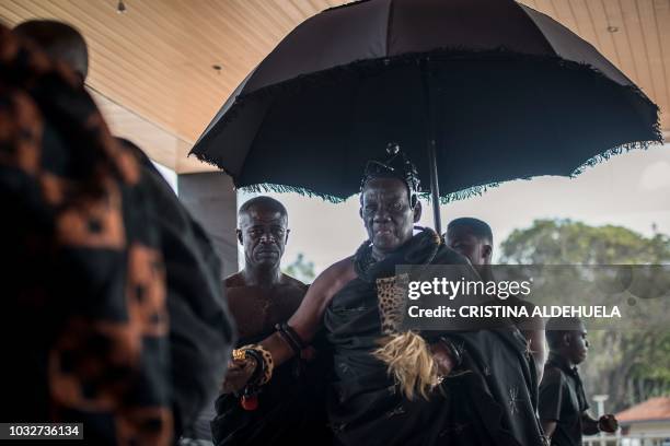 The chief of Ghana's Ashanti region arrives to attend the funeral ceremony of Ghanaian diplomat and former Secretary General of United Nations Kofi...