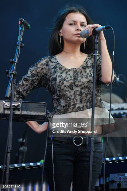 Hope Sandoval performs on stage during the second day of The Big Chill Festival 2010 at Eastnor Castle Deer Park on August 6, 2010 in Ledbury, United...