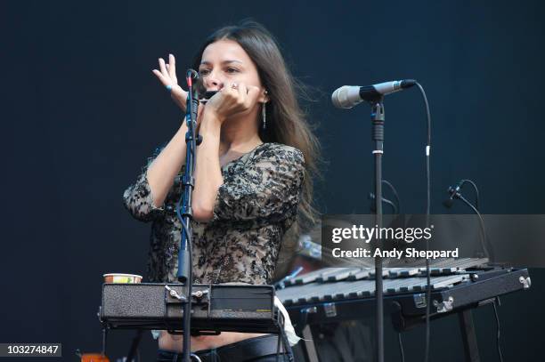 Hope Sandoval performs on stage during the second day of The Big Chill Festival 2010 at Eastnor Castle Deer Park on August 6, 2010 in Ledbury, United...