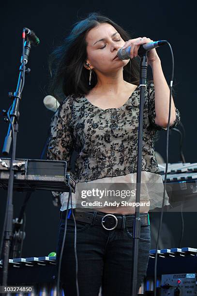 Hope Sandoval performs on stage during the second day of The Big Chill Festival 2010 at Eastnor Castle Deer Park on August 6, 2010 in Ledbury, United...